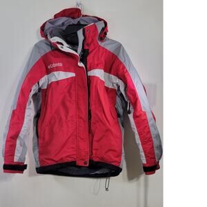 Columbia Coat Womens Size Medium Interchange Core Ski Winter Warm Heavy Red Coat